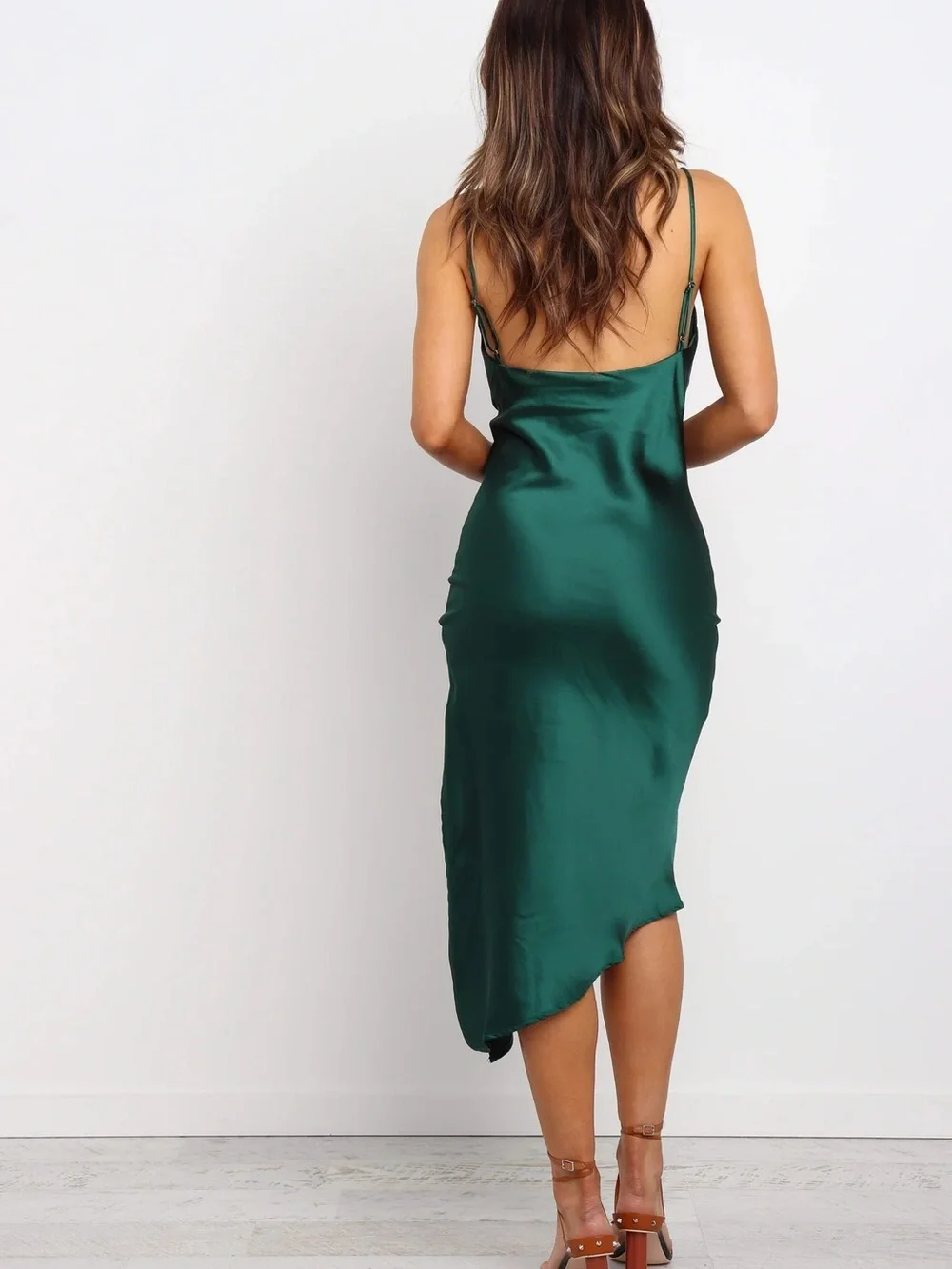 Petal & Pup Emerald Green Asymmetrical Slip Dress